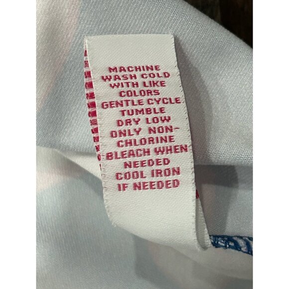 Lillie Green Sleeveless Blue Pink Tropical Leaf Print Peplum Dress Sz Medium - Picture 9 of 10